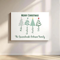 Custom Names Holiday Canvas Print, Personalized Family Christmas Tree Wall Art, Festive Winter Decor, Digital Download