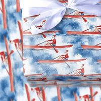 Scull Kayak Christmas Gift Wrap, Rowing Santa Wrapping Paper, Crew Team Santa Claus Wrapping Paper, Athletic Rower Holiday Gift Wrap Roll