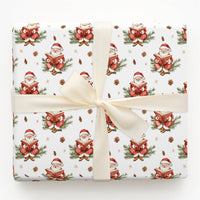 Book Lover Christmas Gift Wrap, Reading Santa Wrapping Paper, Vintage Watercolor Wrapping Paper, Pinecone Holiday Gift Wrap Roll
