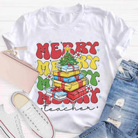 Festive Holiday Graphic Tee, Christmas Tree Teacher T-Shirt, Retro Xmas Teacher Shirt, School Educator Winter Tee, Teacher Christmas Present