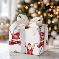 Fit Santa Christmas Wrapping Paper, Muscular Yoga Santa Wrapping Paper, Humorous Holiday Gift Wrap, Yogi Fitness Lover Gift Wrapping Paper Roll