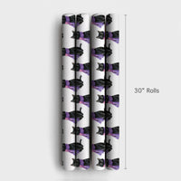 Cat in Purple Scarf Wrapping Paper, Black Cat Christmas Wrapping Paper, Adorable Kitten Holiday Wrapping Paper, Winter Gift Wrap for Cat Lovers