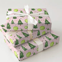 Watercolor Pine Tree Gift Wrap, Tennis Tree Wrapping Paper, Tennis Lover Christmas Wrapping Paper, Festive Sports Holiday Gift Wrap Roll