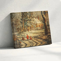 Snowy Cottage Canvas Art, Vintage Winter Scene Canvas Print, Comfy Winter Landscape Wall Art, Nostalgic Christmas Canvas, Holiday Wall Decor