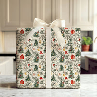 Christmas Tree Pinecone Gift Wrap, Vintage Botanical Wrapping Paper, Nostalgic Cream Holiday Wrapping Paper, Classic Winter Wrapping Paper