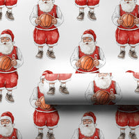 Sports Christmas Gift Wrap, Basketball Jersey Santa Wrapping Paper, Humorous Santa Basketball Holiday Wrapping Paper, Xmas Gift Wrapping Paper