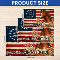 Horse American Flag House Flag | 250 Years Strong Patriotic Design | Double-Sided Polyester | Farmhouse Outdoor Decor Gift