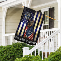 German Shepherd Thin Blue Line Garden Flag | 250 Years Police Service Tribute | Double-Sided Polyester | Law Enforcement Support Decor