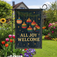 Pride Christmas Ornaments Garden Flag, All Joy Welcome Garden Flag, Inclusive Rainbow Yard Flag, Holiday Lawn Banner, Christmas Garden Flag