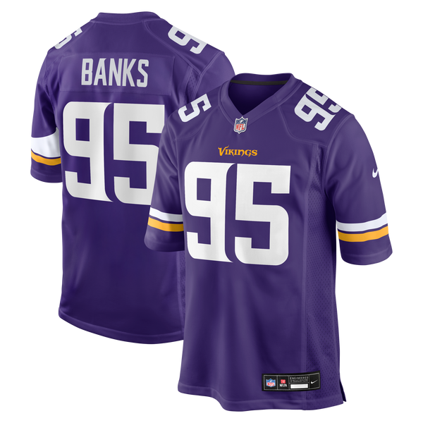 Minnesota Vikings Caleb Banks Nike Purple 2026 NFL Draft First Round Pick No. 18 Team Game Jersey