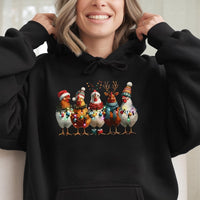 Holiday Lights Chicken Sweatshirt, Christmas Chicken Hoodie, Humorous Farm Animal Xmas Hoodie, Comfy Winter Pullover, Chicken Lover Holiday Present