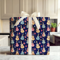 Electric Guitar Holiday Gift Wrap, Christmas Guitar Wrapping Paper, Rock Musician Present Wrap, Starry Music Present Paper, Xmas Gift Wrap