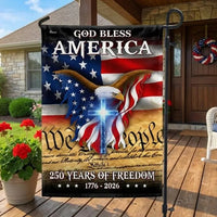 God Bless America Garden Flag | 250 Years of Freedom Eagle & Cross Design | Double-Sided Polyester | Patriotic Outdoor Decor
