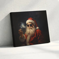 Smoking Santa Wall Art, Cool Santa Claus Canvas Print, Sunglasses Santa Canvas, Edgy Christmas Canvas Art, Holiday Decor Present for Him