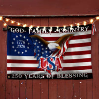 Betsy Ross 250 Years of Blessing Flag | 1776-2026 USA Patriotic House Flag | Double-Sided Polyester | God Family Country Eagle Design