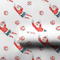 Athletic Sports Santa Gift Wrap, Volleyball Santa Wrapping Paper, Humorous Volleyball Player Present Wrap, Christmas Volleyball Holiday Paper