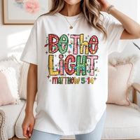 Matthew 5:14 Christmas Bible Verse Graphic Tee, Be the Light T-Shirt, Christian Faith Religious Scripture Shirt, Holiday Christian Tee