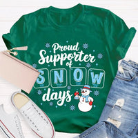 Science Teacher Christmas Shirt, Proud Supporter of Snow Days Shirt, Humorous Winter Snowman T-Shirt, Snowflake Graphic Tee, Teacher Present