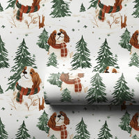 Watercolor Dog Gift Wrap, Cavalier King Charles Spaniel Christmas Wrapping Paper, Holiday Puppy Wrapping Paper Roll, Dog Lover Present Wrap