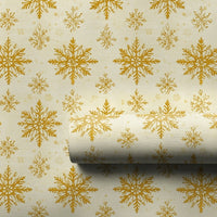 Winter Wedding Gift Wrap, Gold Snowflake Christmas Wrapping Paper, Elegant Cream Holiday Wrapping Paper, Metallic Gold Snowflake Gift Wrap