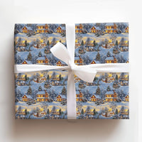 Snowy Winter Landscape Gift Wrap, Christmas Village Wrapping Paper, Comfy Cottage Holiday Wrapping Paper, Traditional Winter Gift Wrap