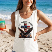 Patriotic 250 Years American Flag Tank Top | Faith Freedom 1776-2026 Eagle & Cross | Premium Soft Breathable Fabric | Independence Day Gift for Patriots