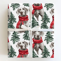 Christmas Dog Wrapping Paper, Weimaraner Dog Wrapping Paper, Winter Scarf Pine Tree Gift Wrap, Holiday Dog Gift Wrap, Present for Dog Lovers