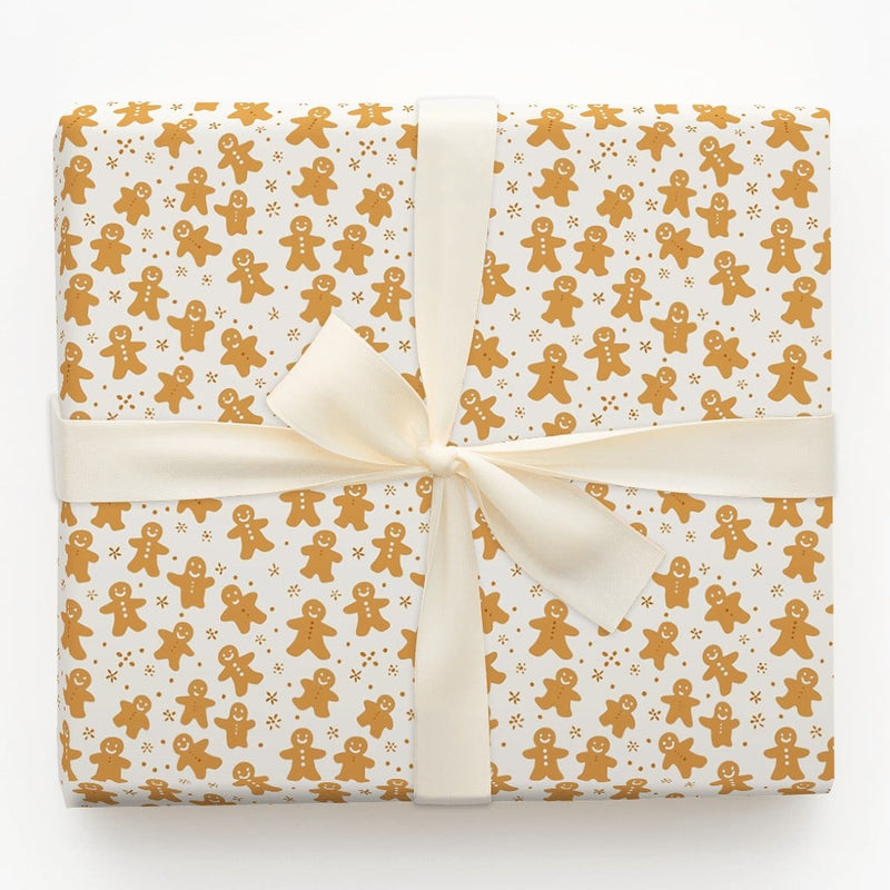 Holiday Cookie Pattern Gift Wrap Paper, Gingerbread Man Christmas Wrapping Paper, Adorable Winter Holiday Present Paper, Xmas Gift Wrap