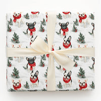 Adorable Frenchie Winter Gift Wrap, French Bulldog Christmas Wrapping Paper, French Bulldog Holiday Present Paper, Dog Lover Xmas Wrapping Paper