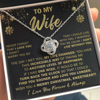 Romantic Love Knot Pendant Necklace, Wife Love Knot Necklace, 14k White Gold Over Stainless Steel Necklace, Christmas Holiday Present for Her