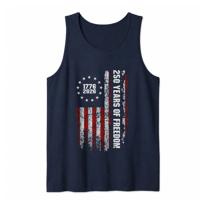 USA 250th Anniversary Tank Top | Distressed American Flag 1776-2026 250 Years of Freedom | Premium Lightweight Breathable Fabric | Patriotic 4th of July Gift