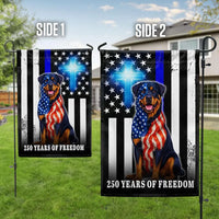 Rottweiler American Flag Garden Flag | 250 Years of Freedom Thin Blue Line | Double-Sided Polyester | Patriotic Christian Home Decor