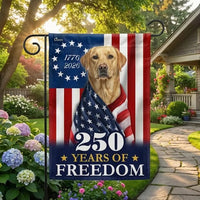 Patriotic Labrador Garden Flag | 250 Years of Freedom Anniversary 1776-2026 | Double-Sided American Flag Dog Decor | Gift for Lab Lovers