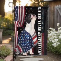 Boston Terrier Garden Flag | US 250 Years Anniversary Patriotic Dog Art | Premium Double-Sided Weather-Resistant Polyester | Gift for Dog Lovers
