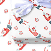 Athletic Sports Santa Gift Wrap, Volleyball Santa Wrapping Paper, Humorous Volleyball Player Present Wrap, Christmas Volleyball Holiday Paper