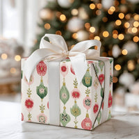 Retro Bauble Holiday Gift Wrap, Vintage Christmas Ornament Wrapping Paper, Nostalgic Xmas Tree Wrapping Paper, Festive Gift Wrapping Paper