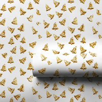 Shimmer Holiday Bells Gift Wrap, Golden Bell Wrapping Paper, White and Gold Christmas Wrapping Paper, Festive Winter Holiday Wrapping Paper