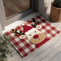 Christmas Welcome Mat, Merry Reindeer Doormat, Holiday Front Porch Floor Mat, Winter Entryway Doormat, Reindeer Home Decor Xmas Present
