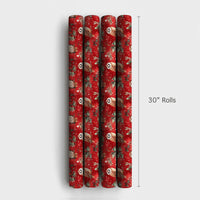 Woodland Bird Gift Wrap, Watercolor Owl Wrapping Paper, Red Christmas Wrapping Paper, Pinecone Gift Wrap, Winter Holiday Wrapping Paper
