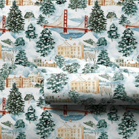 Golden Gate Bridge Gift Wrap, San Francisco Christmas Wrapping Paper, Snowy San Francisco Present Paper, California Holiday Wrapping Paper