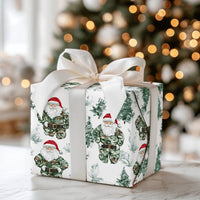 Military Christmas Gift Wrap, Tactical Camo Santa Wrapping Paper, Pine Tree Camouflage Wrapping Paper, Veteran Holiday Gift Wrap Roll