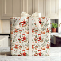 Watercolor Plant Christmas Gift Wrap, Gardening Santa Wrapping Paper, Poinsettia Holiday Present Wrap, Plant Lover Xmas Gift Wrapping Paper