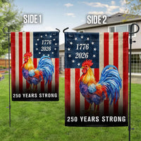 Patriotic Rooster Garden Flag 250 Years Strong | 1776-2026 American Flag Design | Double-Sided Polyester | USA Semiquincentennial Gift