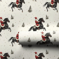 Watercolor Winter Horse Gift Wrap, Equestrian Santa Horse Wrapping Paper, Festive Country Christmas Paper, Holiday Gift Wrapping Paper Roll