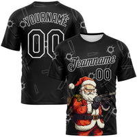Christmas Holiday Sports Shirt, Custom Bad Santa Performance T-Shirt, Personalized Name and Number Athletic Tee, Festive Workout T-Shirt