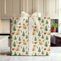 Dog Holiday Gift Wrap, Yellow Labrador Christmas Wrapping Paper, Watercolor Lab Christmas Paper, Festive Dog Lover Gift Wrapping Paper Roll
