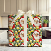 Holiday Sports Gift Wrap Roll, Softball Santa Christmas Wrapping Paper, Fastpitch Softball Present Paper, Athletic Xmas Gift Wrap