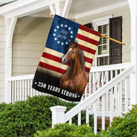 Patriotic Horse Garden Flag 250 Years Strong | Betsy Ross 1776-2026 Design | Double-Sided UV-Resistant Polyester | Americana Farm Decor