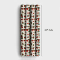 Poinsettia Nautical Holiday Gift Wrap, Coastal Lighthouse Christmas Wrapping Paper, Beach Christmas Wrapping Paper, Gift Wrapping Paper
