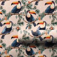 Tropical Toucan Holiday Gift Wrap, Toucan Christmas Wrapping Paper, Watercolor Toucan Bird Wrapping Paper, Festive Winter Pink Gift Wrap
